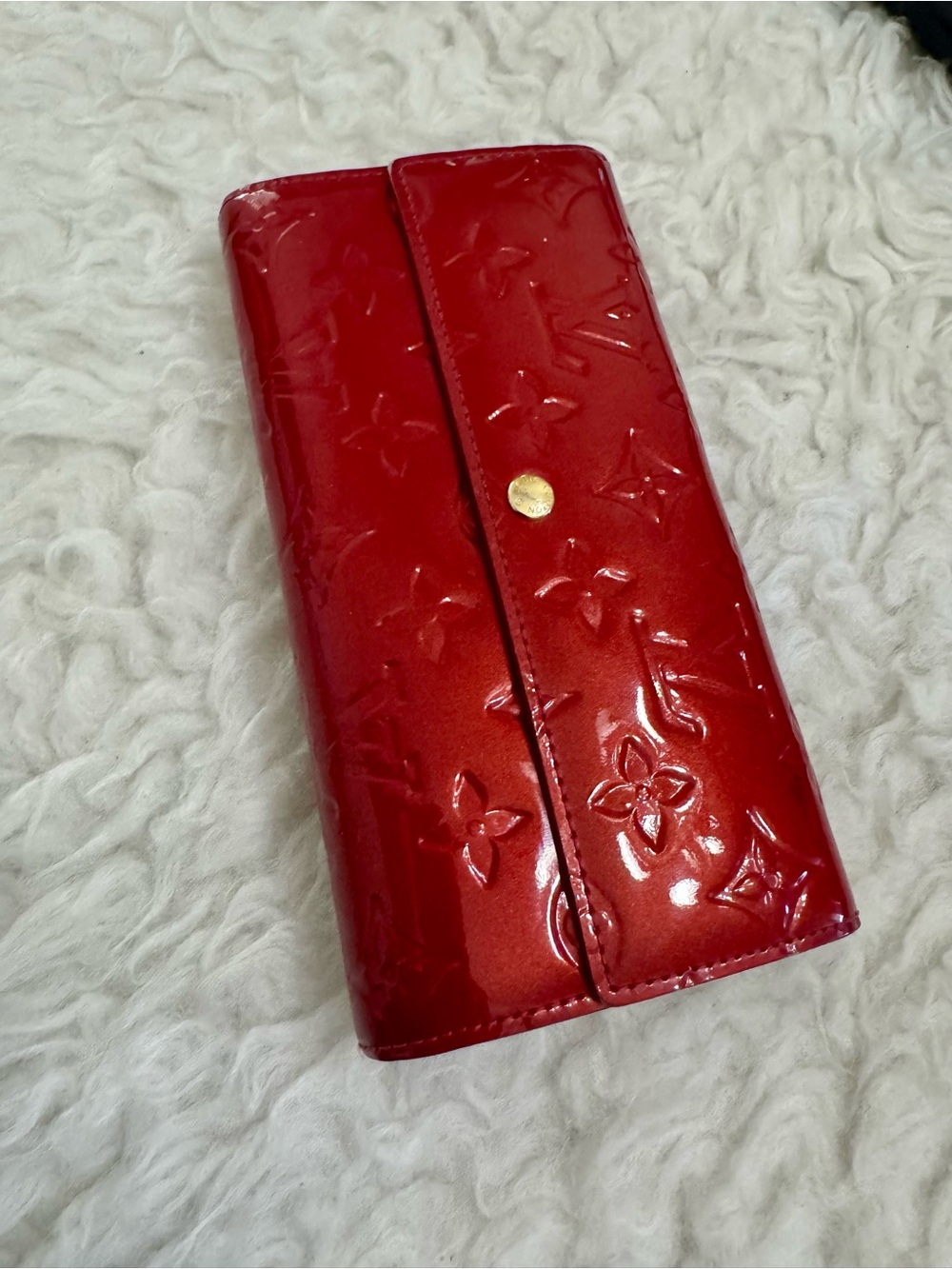Louis Vuitton Red Vernis Continental Wallet with Monogram